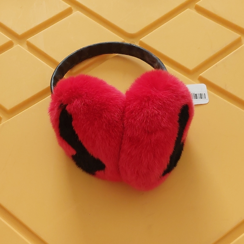 Red and Black Fuzzy Earmuffs